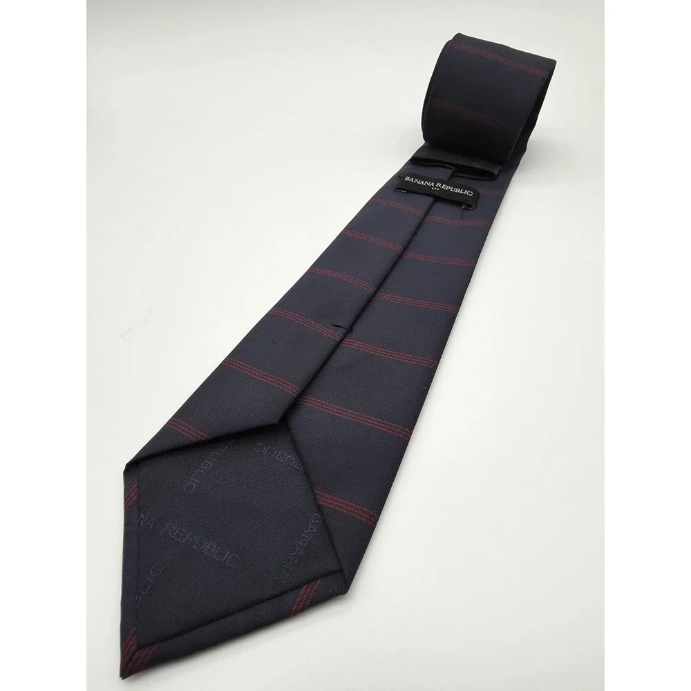 Banana Republic Tie Polyester Blue Red Striped  59